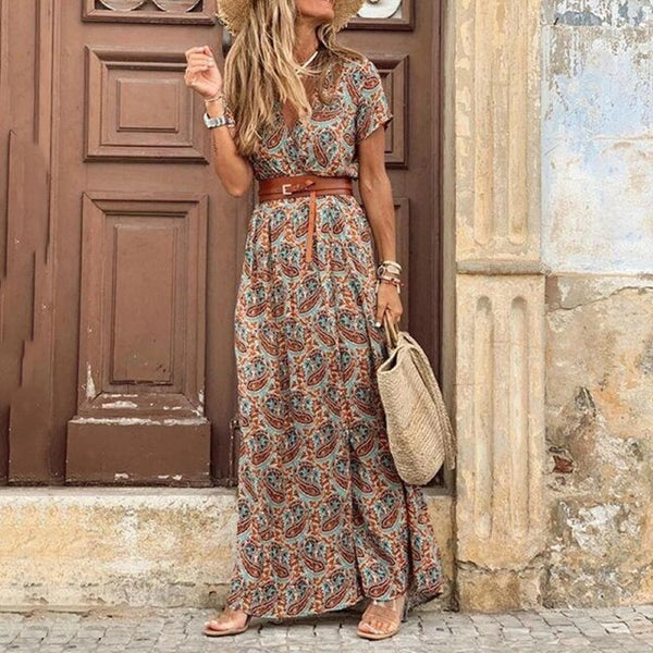 Anais - Retro Paisley Druck Boho Kleid