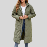 Chloe - Lange, warme Damenjacke mit Kapuze