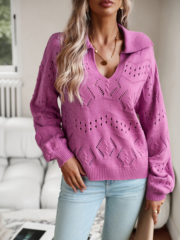 Gracie - Gestrickter Damen-Pullover mit V-Ausschnitt