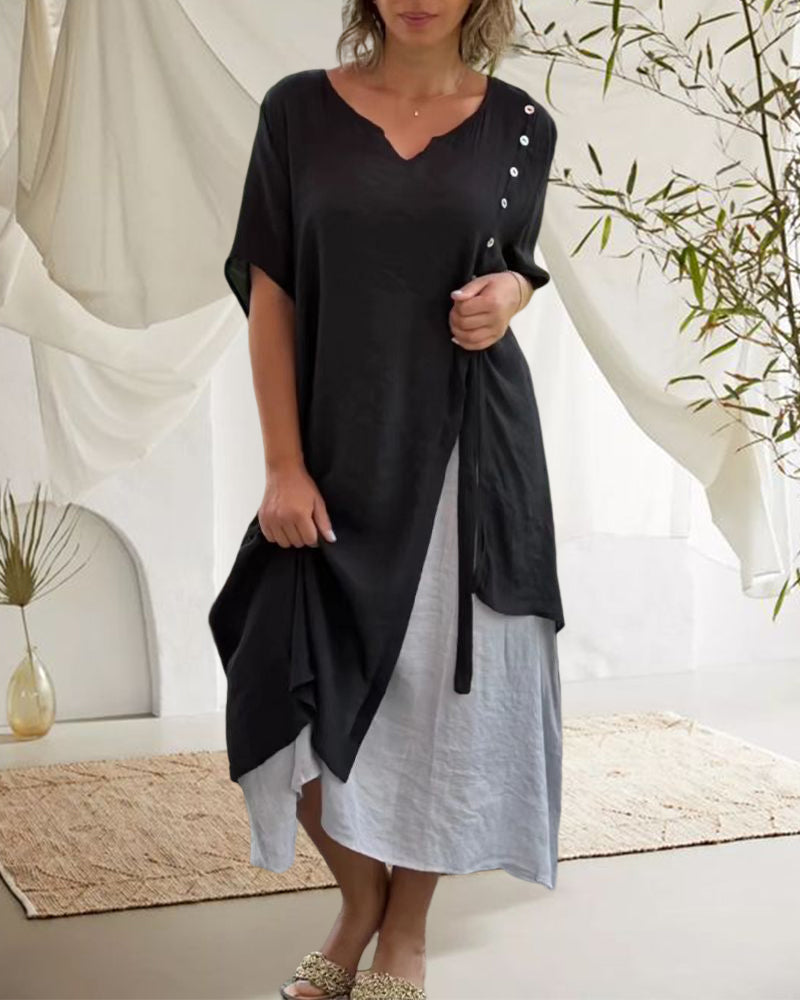 Velissa - Asymmetrisches Kleid mit kurzen Ärmeln