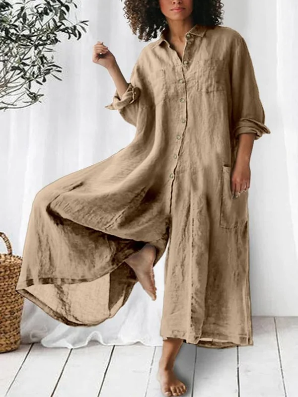 Liv -  Langärmeliger Jumpsuit mit weitem Bein