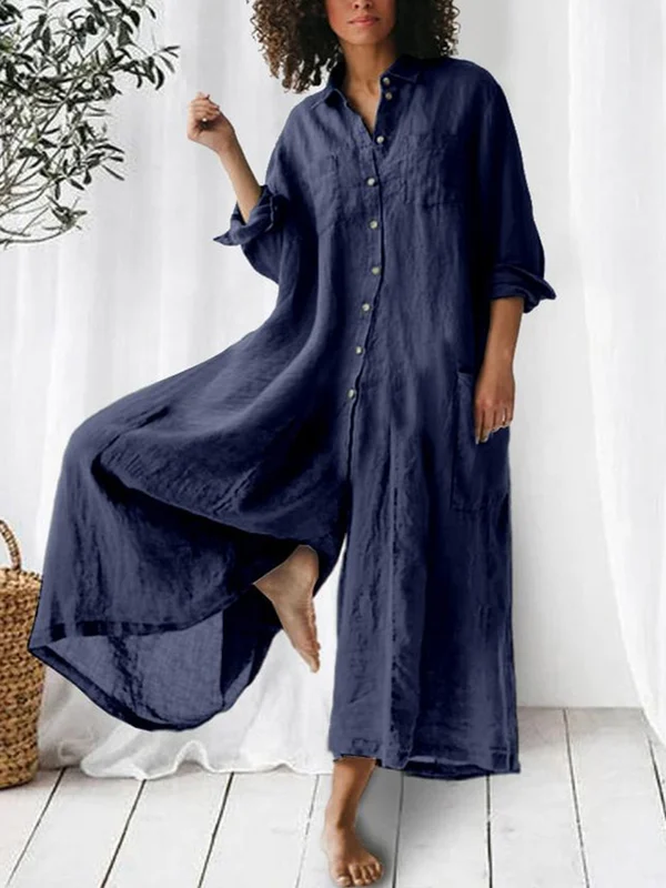 Liv -  Langärmeliger Jumpsuit mit weitem Bein