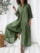 Liv -  Langärmeliger Jumpsuit mit weitem Bein